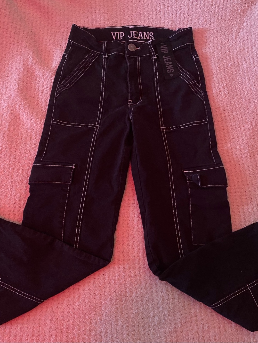 VIP Jeans Women's Black Cargo Stitch Jeans